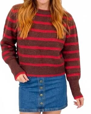 NEW MOD REF phoebe striped sweater in brown/red